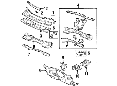 1997 Pontiac Grand Prix Cowl Insulator Asm-Dash Panel Diagram for 15835284