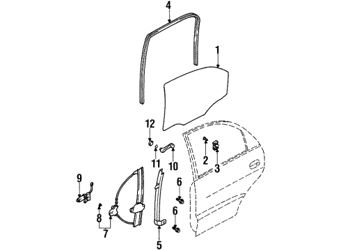 2002 Daewoo Lanos Rear Door Regulator Handle Clip Diagram for 94535137