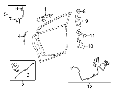 2009 Buick Lucerne Rear Door - Lock & Hardware Rod Asm-Rear Side Door Outside Handle Diagram for 25756318