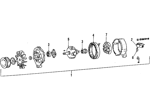 1990 Mitsubishi Precis Alternator Stator Assembly-Generator Diagram for 37350-32120