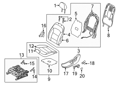 2021 Hyundai Ioniq Driver Seat Components Track Assembly-LH Diagram for 88500-G7170-T9Y