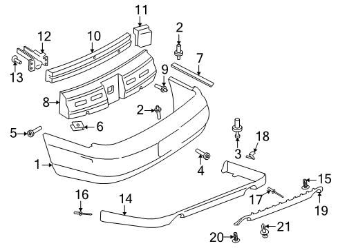 2007 Chevrolet Monte Carlo Rear Bumper Filler Retainer Diagram for 10077283