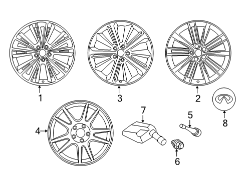 2017 Infiniti Q60 Wheels, Covers & Trim Aluminum Wheel Diagram for D0C00-5CA3C