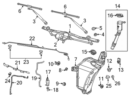 2022 Jeep Wrangler Wiper & Washer Components Screw-Hex Head Diagram for 6513475AA