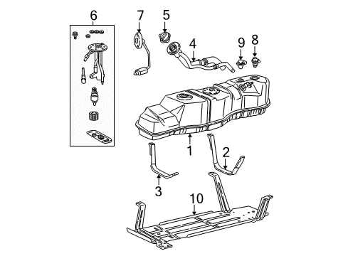 1998 Ford Expedition Fuel Supply Support Strap Diagram for F75Z-9054-G