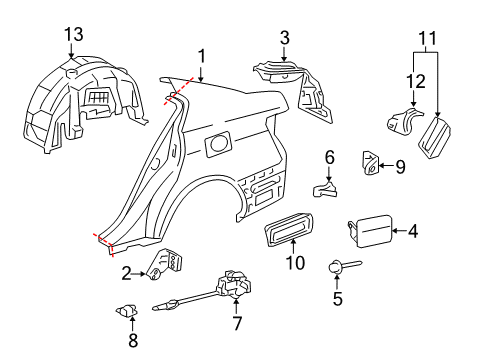 2006 Lexus GS430 Fuel Door Liner, Rear Wheel House, RH Diagram for 65637-30050