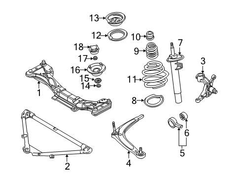 2004 BMW 330i Front Suspension Components, Lower Control Arm, Ride Control, Stabilizer Bar Front Coil Spring Diagram for 31336756965