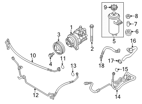 2010 BMW X5 P/S Pump & Hoses, Steering Gear & Linkage Power Steering Pump Diagram for 32416796455