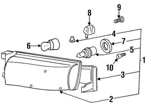 1993 Oldsmobile Achieva Bulbs Headlamp Assembly-(W/ Parking & Turn Signal Lamp) Diagram for 16524846