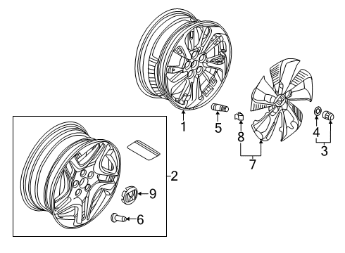2020 Honda Clarity Wheels Wheel Locks Diagram for 08W42-SNA-101