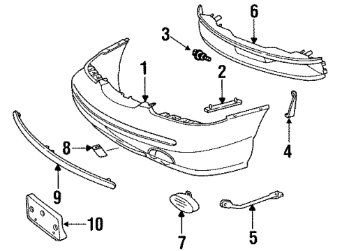 1996 Ford Contour Front Bumper Bumper Cover Diagram for F6RZ-17757-AA