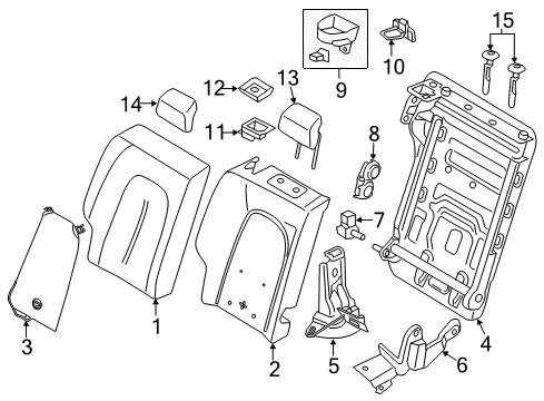 2013 Lincoln MKZ Rear Seat Components Seat Back Pad Diagram for DP5Z-5466800-B