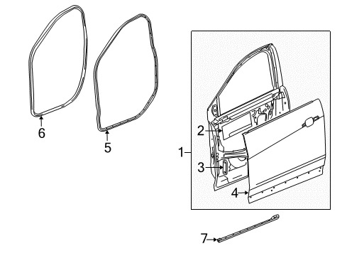 2016 Cadillac SRX Front Door Lower Weatherstrip Diagram for 22740135