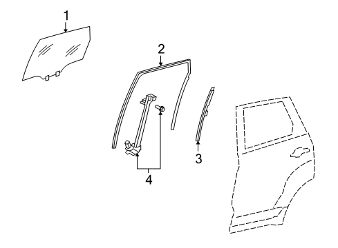 2012 Acura RDX Rear Door Glass Assembly, Right Rear Door (Privacy) (Ln) Diagram for 73400-STK-A00