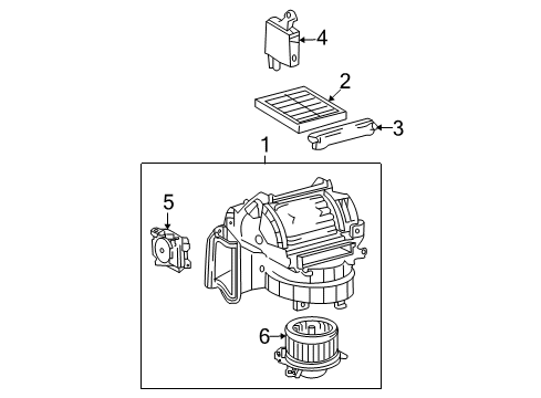 2008 Lexus ES350 Blower Motor & Fan Blower Assembly Diagram for 87130-28580