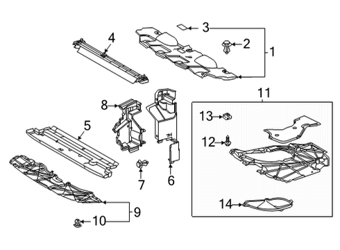 2021 Toyota Venza Splash Shields Access Cover Diagram for 51447-42080