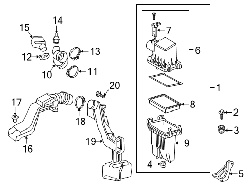 2022 Toyota Corolla Air Intake Inlet Tube Clamp Diagram for 96111-10650