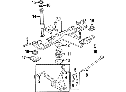 1995 Buick Riviera Rear Suspension Components, Lower Control Arm, Ride Control, Stabilizer Bar Bracket-Exhaust Pipe Hanger Diagram for 25624376