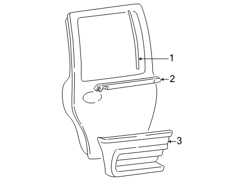 2003 Lincoln Navigator Exterior Trim - Rear Door Upper Molding Diagram for 2L1Z-78255A34-AAA