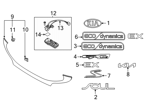 2022 Kia Soul Exterior Trim - Lift Gate Unit-Rear View CAMER Diagram for 99241J2100