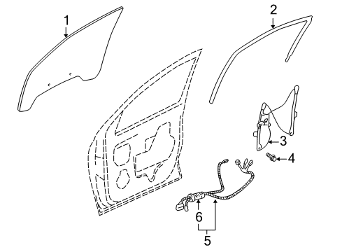 2001 Pontiac Aztek Front Door Channel Asm-Front Side Door Window Diagram for 15233997