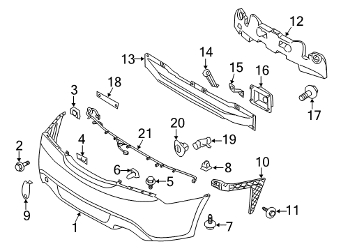 2013 Hyundai Genesis Coupe Rear Bumper Ultrasonic Sensor Assembly-Bws Diagram for 95720-2M000-TN5