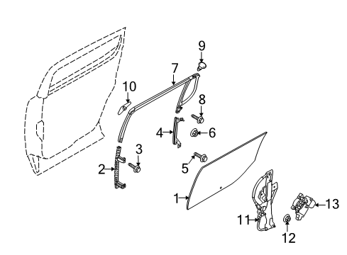 2011 Lincoln MKT Rear Door Front Retainer Diagram for AE9Z-7425796-A