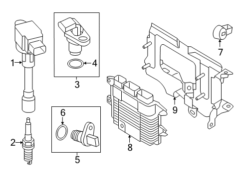 2018 Nissan Sentra Ignition System Ignition Coil Assembly Diagram for 22448-1KC0A