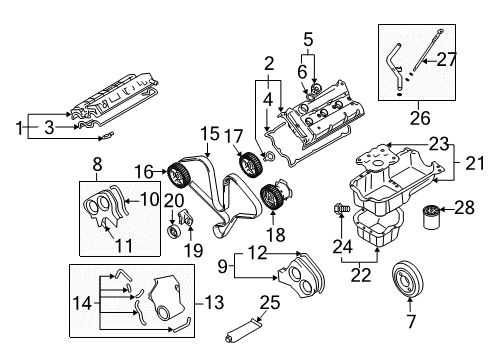 2005 Hyundai Santa Fe Filters Oil Level Gauge Assembly Diagram for 26610-39651