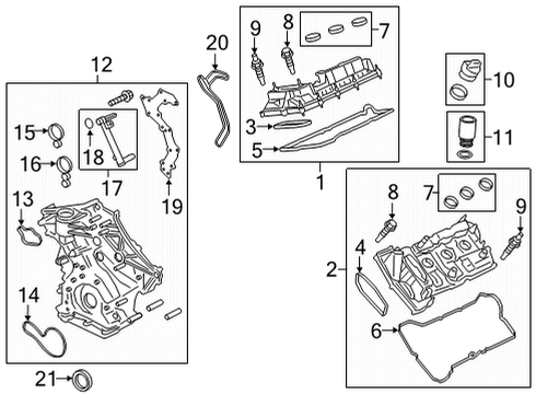 2021 Ford F-150 Valve & Timing Covers Crankshaft Seal Gasket Diagram for FT4Z-6020-K