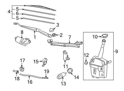 2003 Toyota Corolla Wiper & Washer Components Nozzle Diagram for 85381-02100