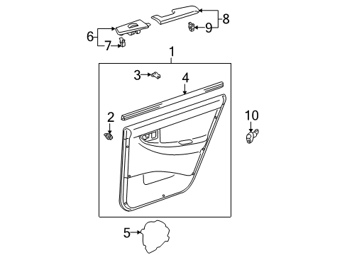 2008 Toyota Corolla Interior Trim - Rear Door Switch Bezel Diagram for 74272-02050-B0