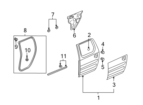 2010 Honda Ridgeline Rear Door Seal, R. RR. Door Side Sill Diagram for 72827-SJC-A02