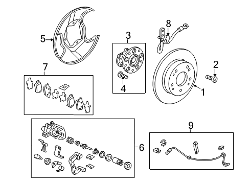 2017 Acura ILX Brake Components Caliper Sub-Assembly, Left Rear Diagram for 43019-TR3-A02