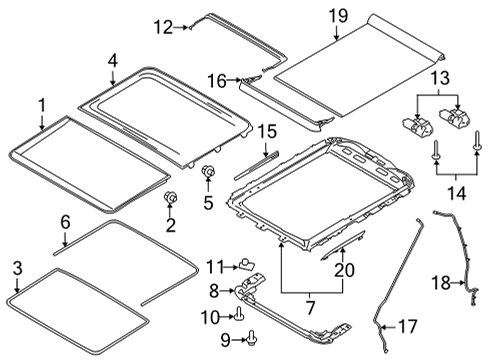 2021 Ford F-150 Sunroof Insert Panel Diagram for FL3Z-16518B40-A