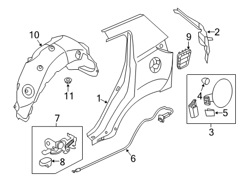 2013 Kia Sportage Quarter Panel & Components Fuel Filler Door Assembly Diagram for 695103W000