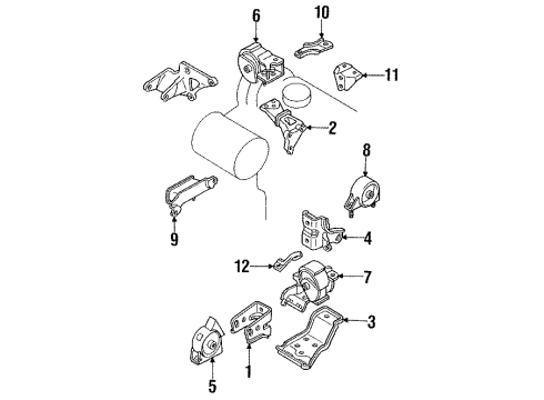 1989 Toyota Corolla Engine Mounting Bracket, Engine Mounting, Rear Diagram for 12321-15070