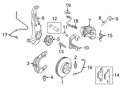 2016 BMW 550i GT xDrive Brake Components Wheel Hub With Bearing, Front Diagram for 31206868480