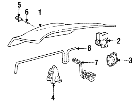 1996 Lincoln Mark VIII Trunk Lock Cylinder Diagram for F5LZ6343507AAA