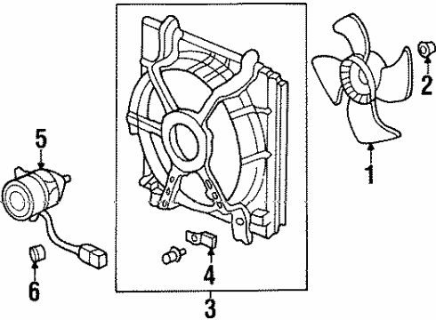 2000 Honda Prelude Cooling System, Radiator, Water Pump, Cooling Fan Clip, Harness (Toyo) Diagram for 19017-PK1-004