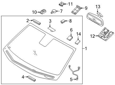 2019 Genesis G80 Wiper & Washer Components WIRG Assembly-WINSHIELDS DEFROST Diagram for 86115-B1000