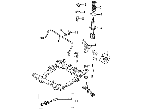 2004 Kia Sedona Front Suspension Components, Lower Control Arm, Stabilizer Bar Drop Link Diagram for 0K55234160BAS