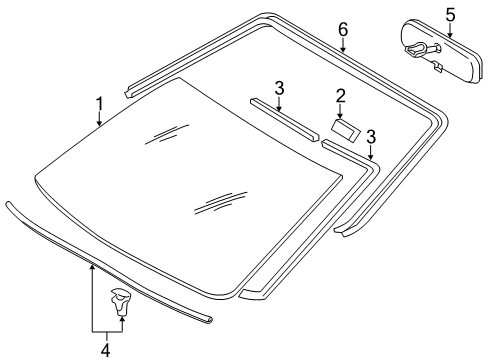 2015 Scion tC Windshield Glass, Reveal Moldings Seal Diagram for 53383-21030