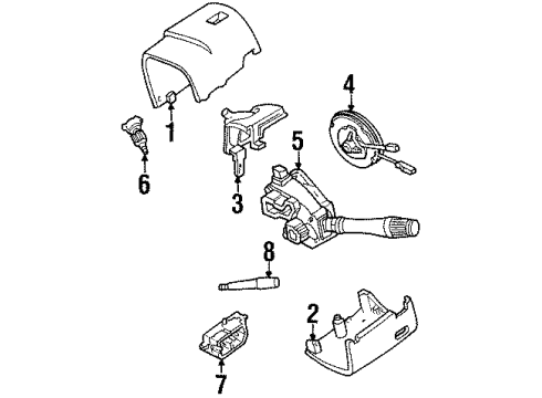 1991 Lincoln Town Car Shroud, Switches & Levers Combo Switch Diagram for XW3Z-13K359-AB