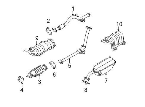 2008 Kia Rio5 Exhaust Components Front Muffler Assembly Diagram for 28610-1G300