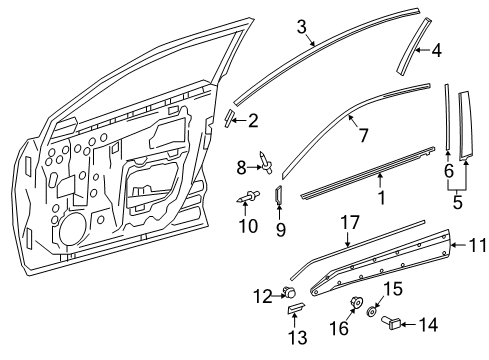 2020 Toyota C-HR Exterior Trim - Front Door Belt Molding Diagram for 75710-10090