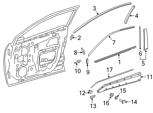 2018 Toyota C-HR Exterior Trim - Front Door Applique Diagram for 75072-F4010