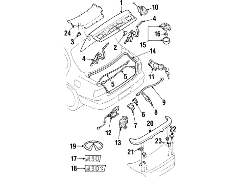 1998 Infiniti I30 Trunk Lid & Components, Spoiler, Exterior Trim, Interior Trim WEATHERSTRIP-Trunk Lid Diagram for 84830-51U10