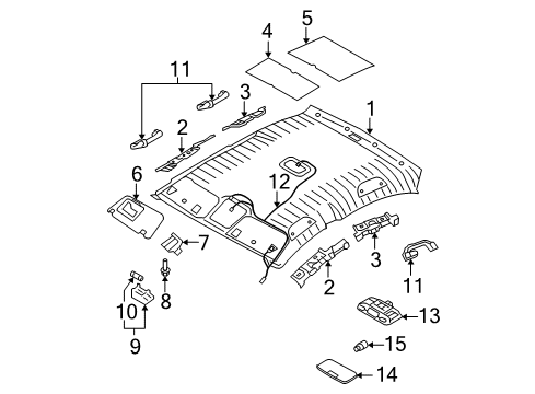 2011 Hyundai Accent Interior Trim - Roof Overhead Console Lamp Assembly Diagram for 92800-1E201-QS