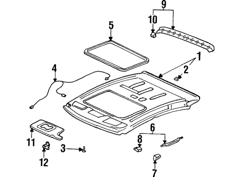 1996 Honda Accord Interior Trim - Roof Holder Assy., Sunvisor *NH84L* (HALF BLACK) Diagram for 88217-SM4-000ZM